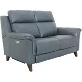 Kester Power Reclining Loveseat with Power Headrests in Cashmere Ocean Top-Grain Leather